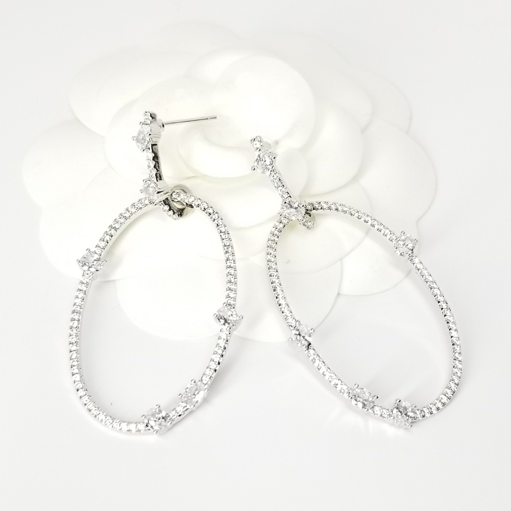 NEW Pave CZ Oval Earrings